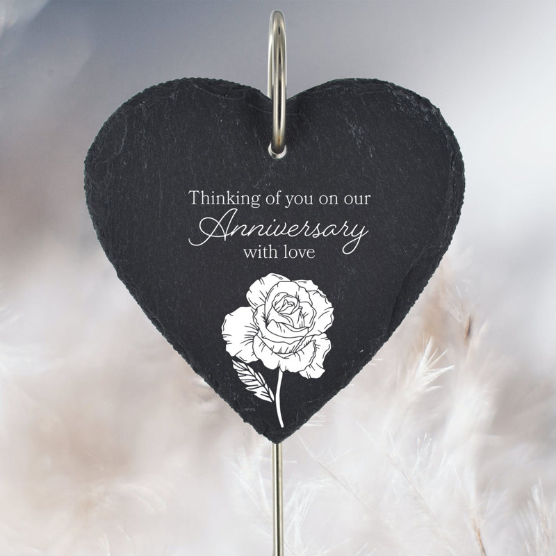 Bocchino Occasions Anniversary Heart Slate Marker Memorial Plaque
