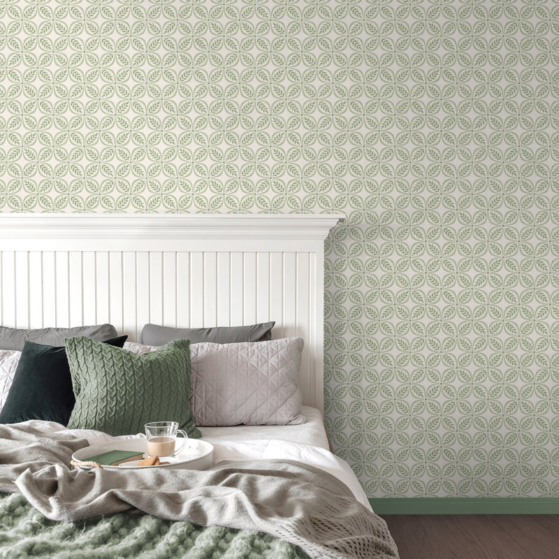 Papier peint treillis Manja, Vert