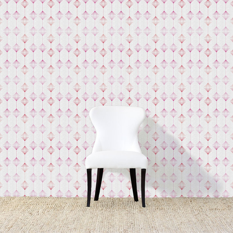 Jumping Geometric Wallpaper, Fuchsia/White