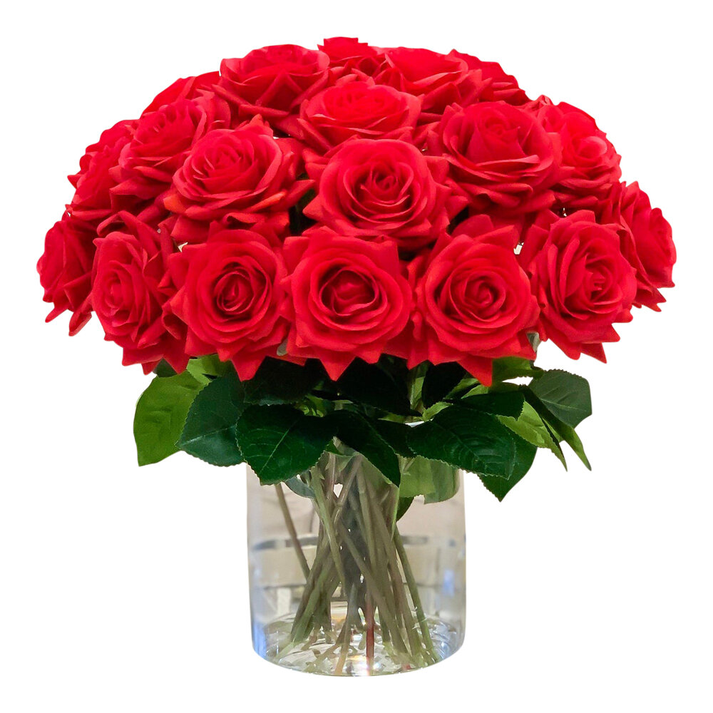 30 Real Touch Roses Round Centerpiece Arrangement – Flovery