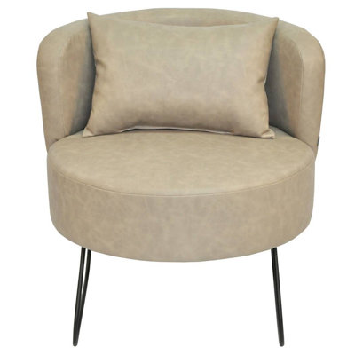 Modern Faux Leather Barrel Chair