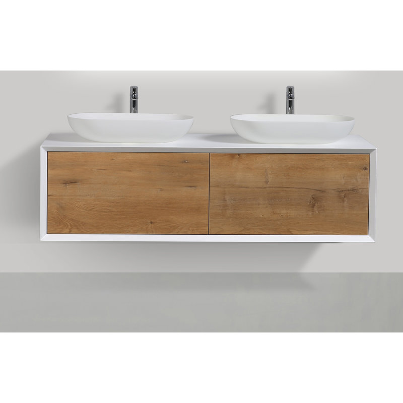 Leffler 55.1'' Double Bathroom Vanity with Manufactured Wood Top