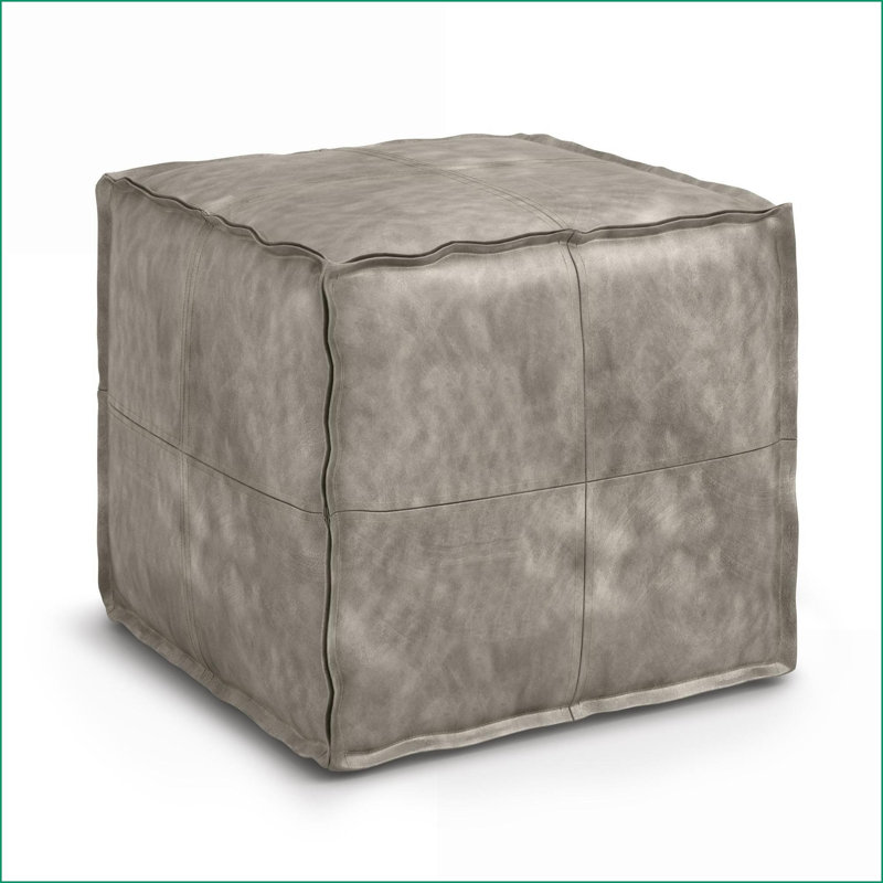 Pouf carré en similicuir gris délavé Brody - sièges supplémentaires | Similicuir | Carré, Similicuir gris