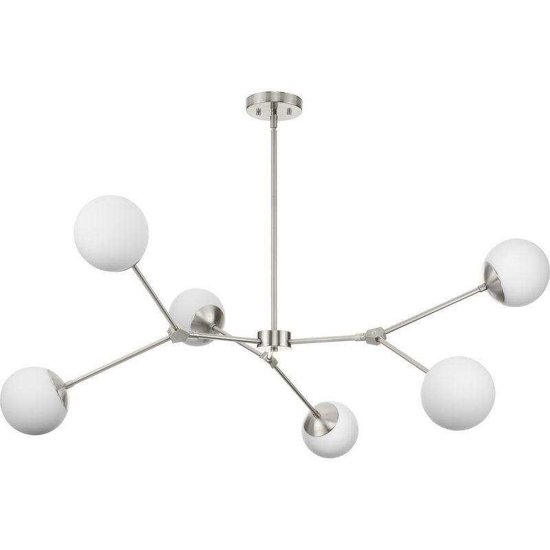 Lustre linéaire spoutnik moderne à 6 lumières Haas, Nickel brossé