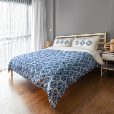 Taie décorative médaillons bleus