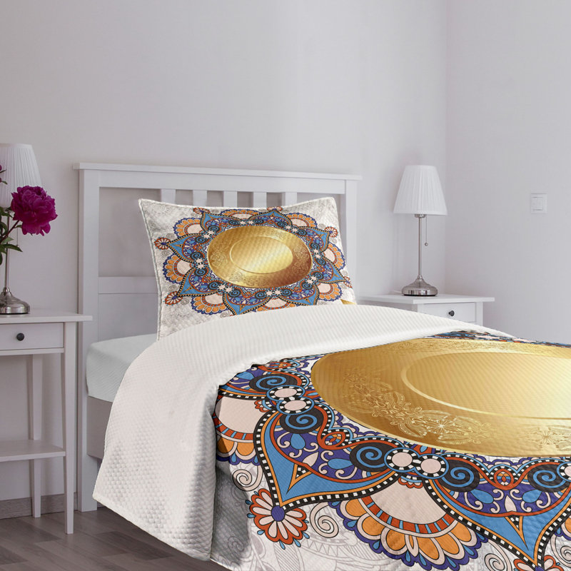 Ambesonne Mandala Bedspread Set 2 Pcs Floral Boho Twin Multicolor