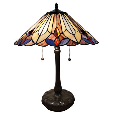 Stained Glass Table Lamp, Handcrafted Tiffany Style Shade, Antique Home Decor