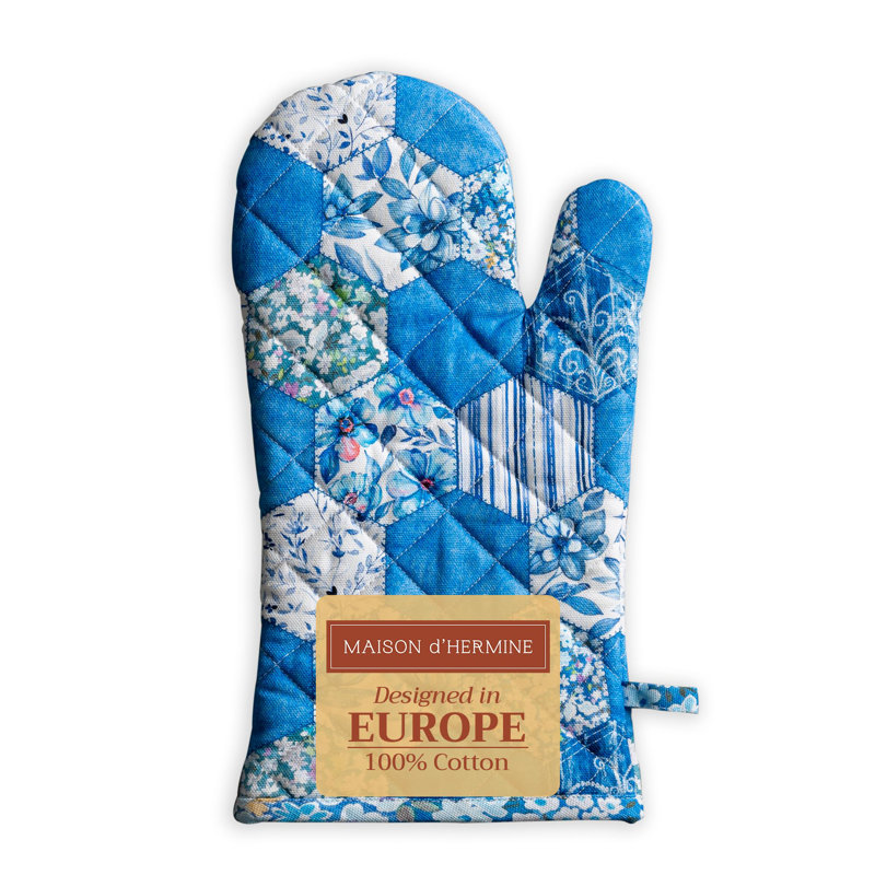 Maison d'Hermine Summer Blues 100% Cotton Oven Mitt - 7.5" x 13"