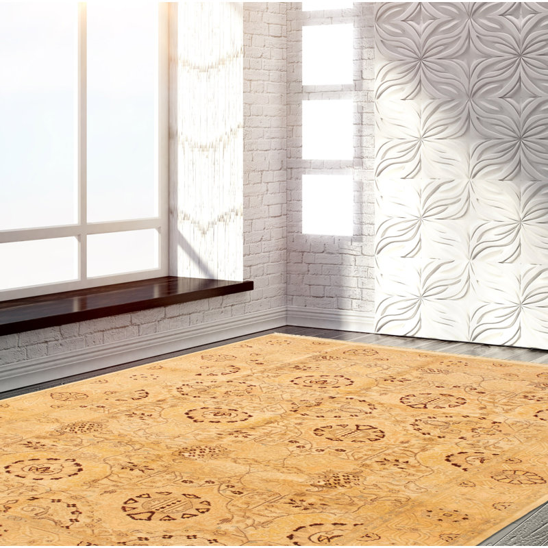 Tapis décoratif en laine noué à la main de conception unique 18/20 de style perse paktoren de 6 pi 1 po x 8 pi 8 po noué à la main new age