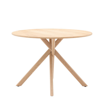 Rubberwood Round Dining Table with Wood Base