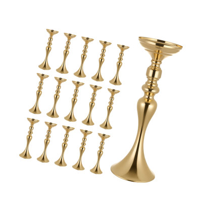 Wedding Flower Vase, 15 in Tall Flower Table Centerpieces, Crystal Banquet Vases Easy Installation, Electroplated Versatile Arrangement Stand for Party Events Home Decor Reception, Gold