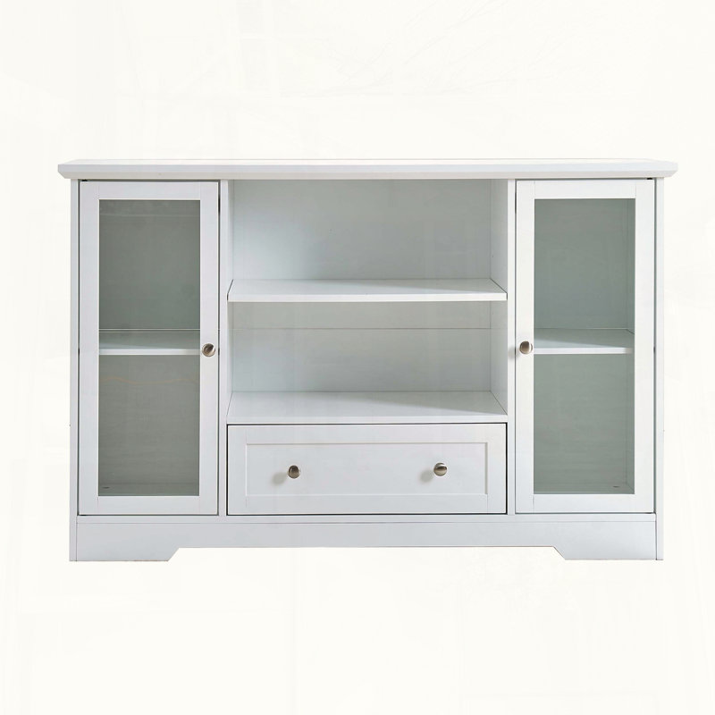 Large Sideboard Buffet Cabinet with Glass Doors and Adjustable Shelves