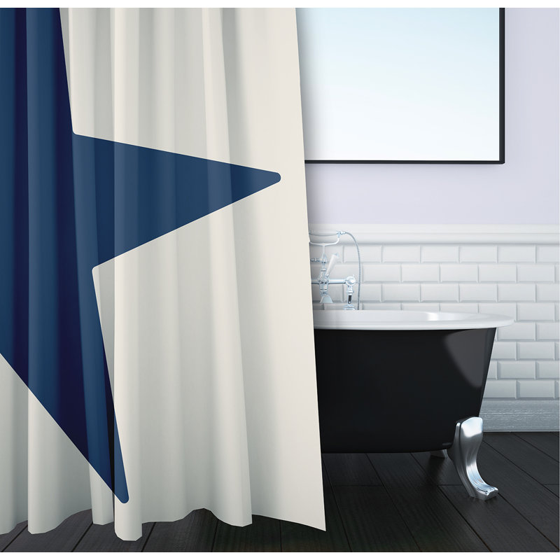 Rideau de douche géométrique simple, Bleu nautique