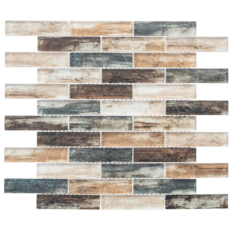 Giovan 1" x 4" Glass Brick Joint Mosaic Shower Walls, Kitchen Backsplash and Floor Tile, Desmond