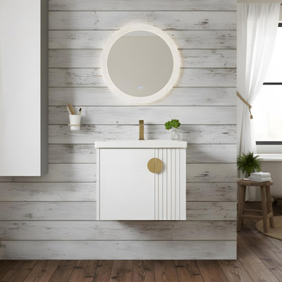 Salle de bain murale 24 "avec lavabo et porte à fermeture en douceur