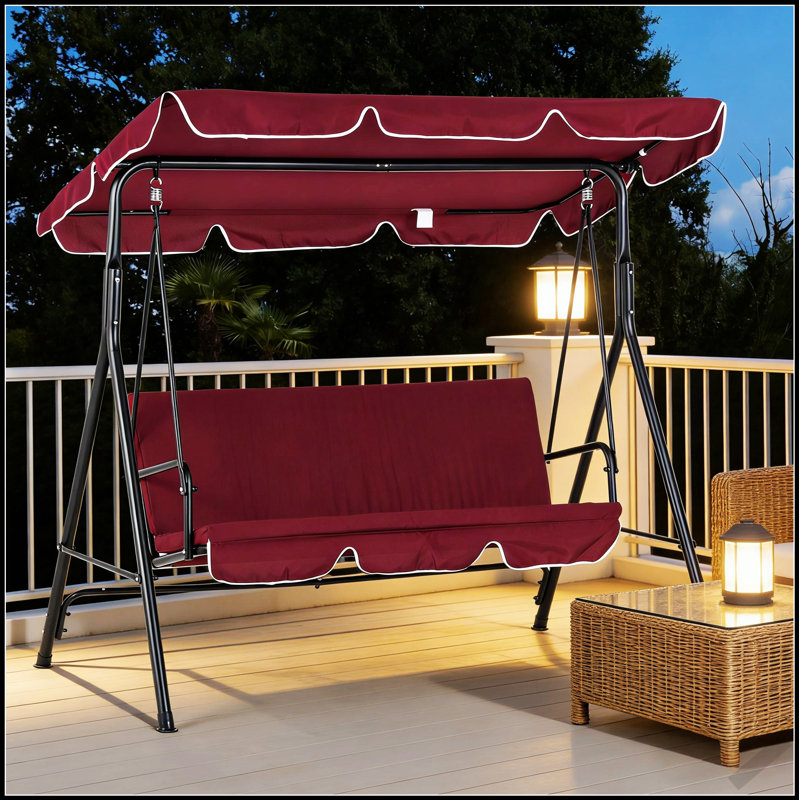 Balancelle d'extérieur en acier stable avec auvent réglable et coussins moelleux pour la détente dans le patio et la cour arrière
