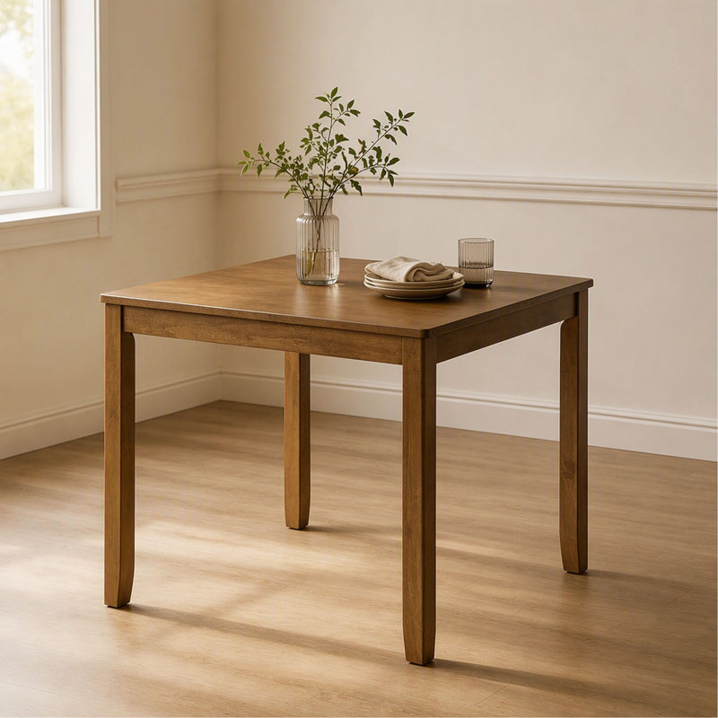 Table de salle à manger carrée en bois, table de cuisine pour petits espaces, table pour 4 personnes.

TABLE SEULE