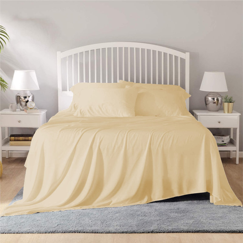 Bamboo Sheet Set, Cal.King Sheet Set + 1 Fitted Sheet + 4 Pillowcase, Butter