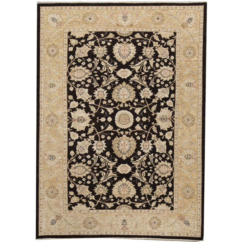 Sultanabad Wool Oriental Area Rug in Black/Beige, Rectangle 6'1" x 8'6"