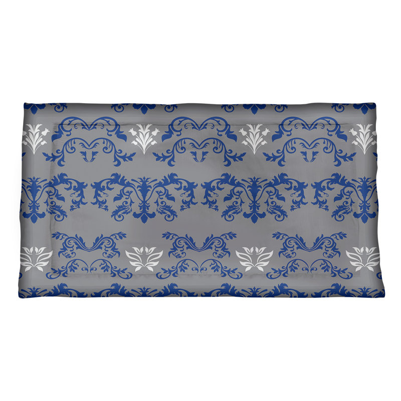 Football Baroque Pattern Pillow Sham, Standard, Microfiber, Silver/Blue/White