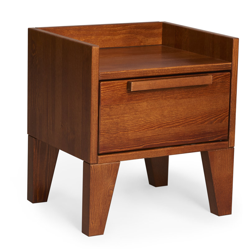Jovanni 40cm W Solid Wood Bedside Table, Walnut