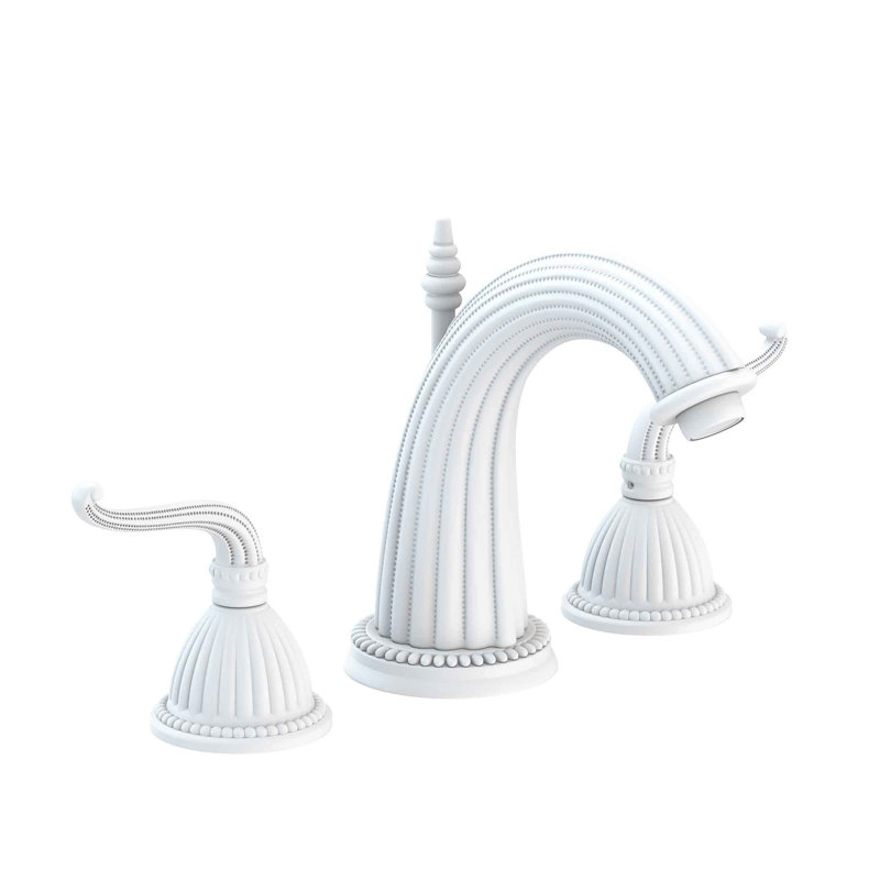 Alexandria Widespread Bathroom Faucet with Drain Assembly, Matte White