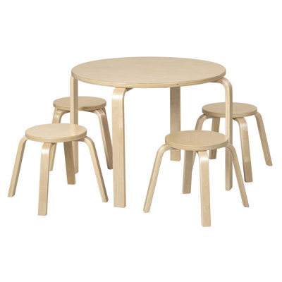 ECR4Kids Bentwood Round Table and Stool Set, Kids Furniture, 5-Piece by ECR4Kids