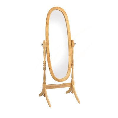 59.25" Tall Standing Wooden Floor Mirror , Oval Shape
