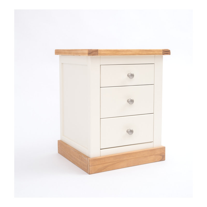 Calvin 45 cm W Bedside Table, Brown/Off White/Silver