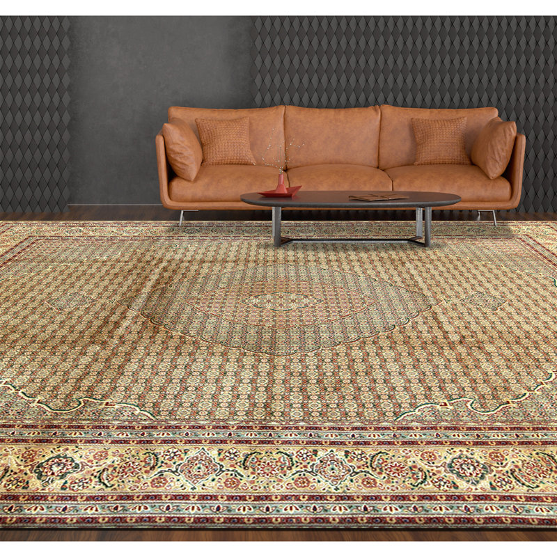 Tapis doré de haute qualité noué à la main