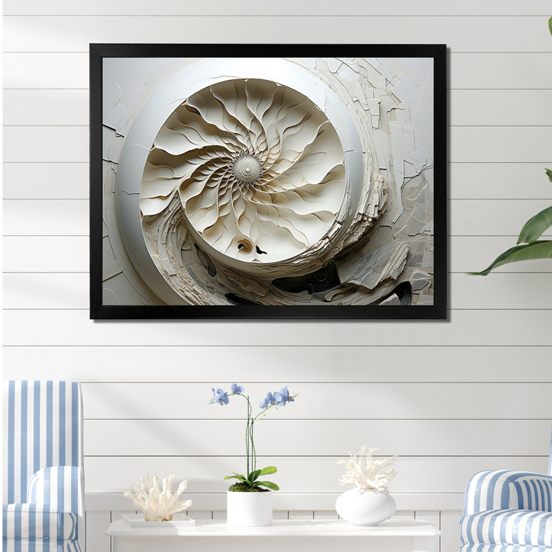 «Abstract Snails Nautilus II», reproduction sur toile, H 12 po x l 20 po x P 1 po, Cadre simple noir