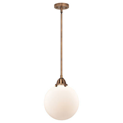 Nouveau - Mini-luminaire suspendu à tige 1 lumière 10 "Alfonsa - Nouveau 2 - Ampoule DEL - Finition laiton brossé