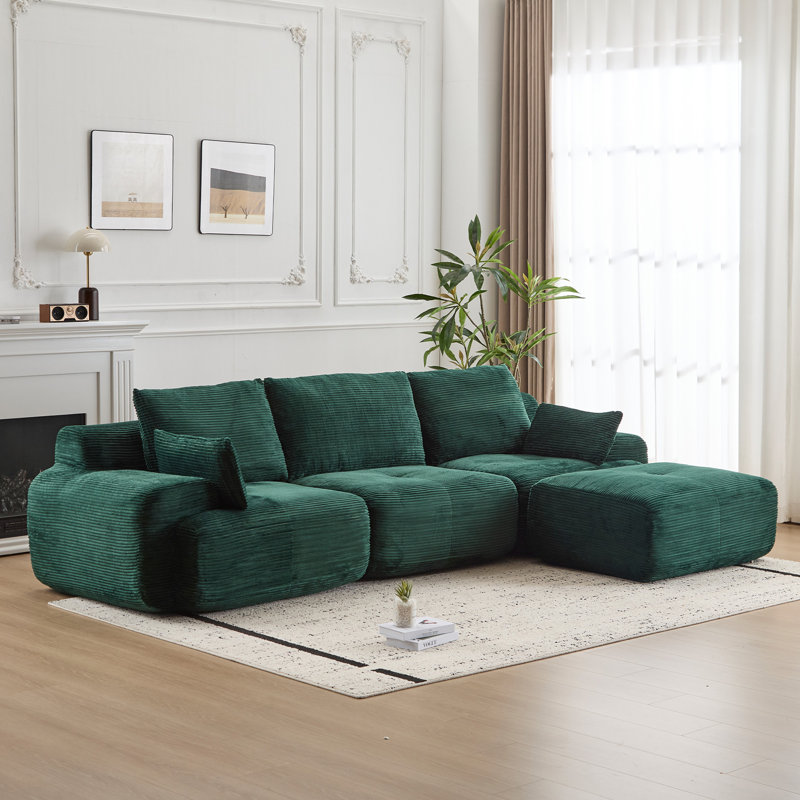 Canapé moderne en mousse à mémoire de forme compressée, grands canapés modulaires pour le salon, canapé modulaire Cloud pour animaux de compagnie, tissu en velours côtelé, causeuse très profonde, aucun assemblage requis, idéal pour plusieurs espaces