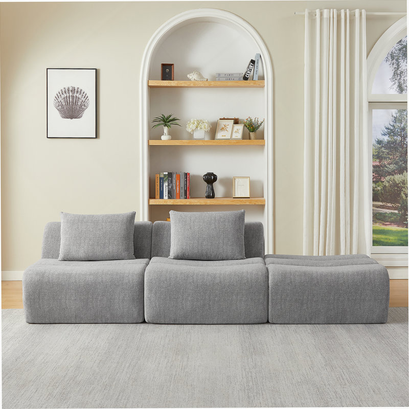 Oversized Three - Seater Compressed Sofa With Chenille Fabric, No Assembly Needed, Space - Saving For Living Room And Apartment, Offering Multiple Seating Configurations