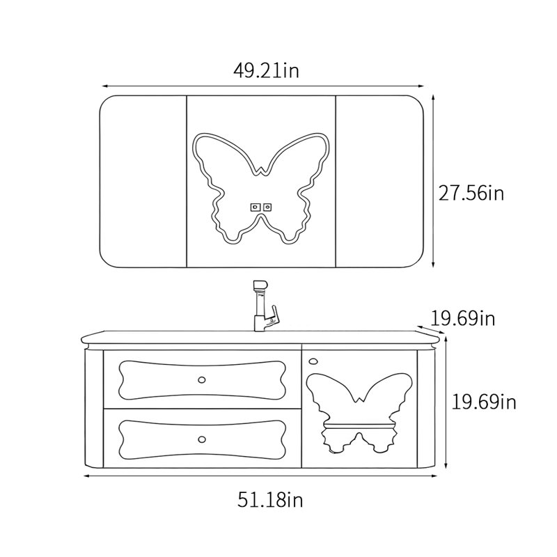 Armoire de salle de bain moderne Modern, Blanc, 51"