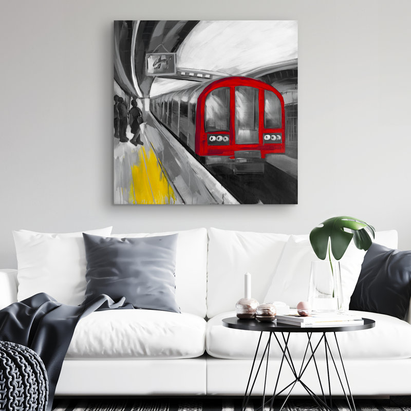 Waiting subway - 32"x32" art on canvas