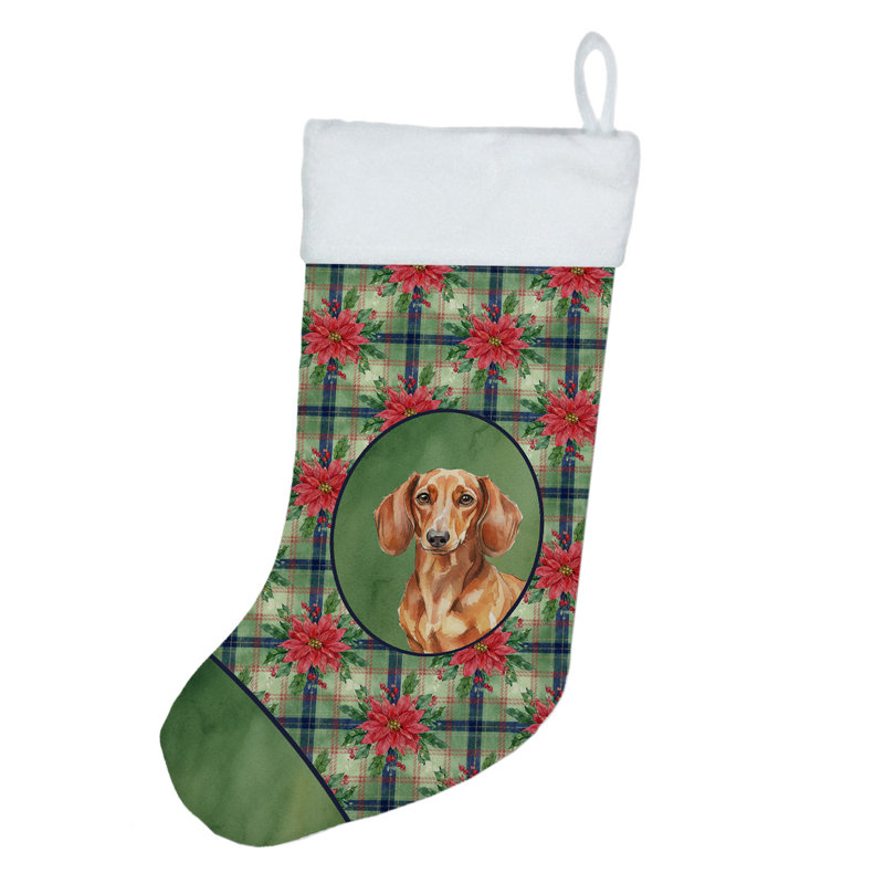 Chaussette de Noël rouge et brun teckel