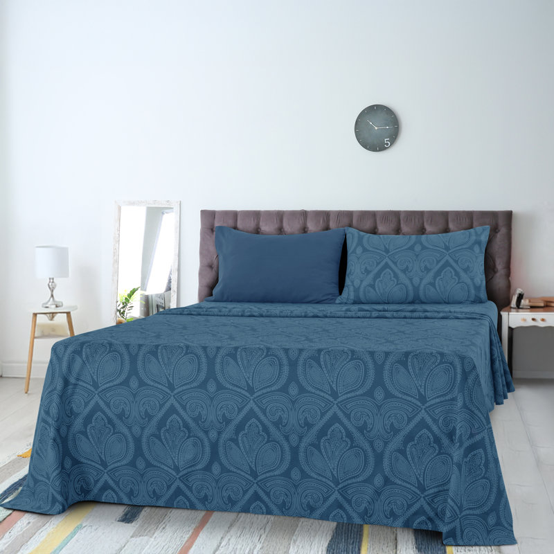 Ensemble de draps en microfibre Lux Hotel, Ensemble de draps pour lit simple + 1 drap-housse , Bleu marine