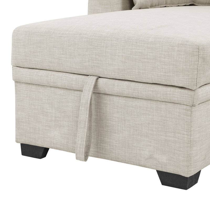 Modular Sleeper Sectional Sofa With Storage, Beige