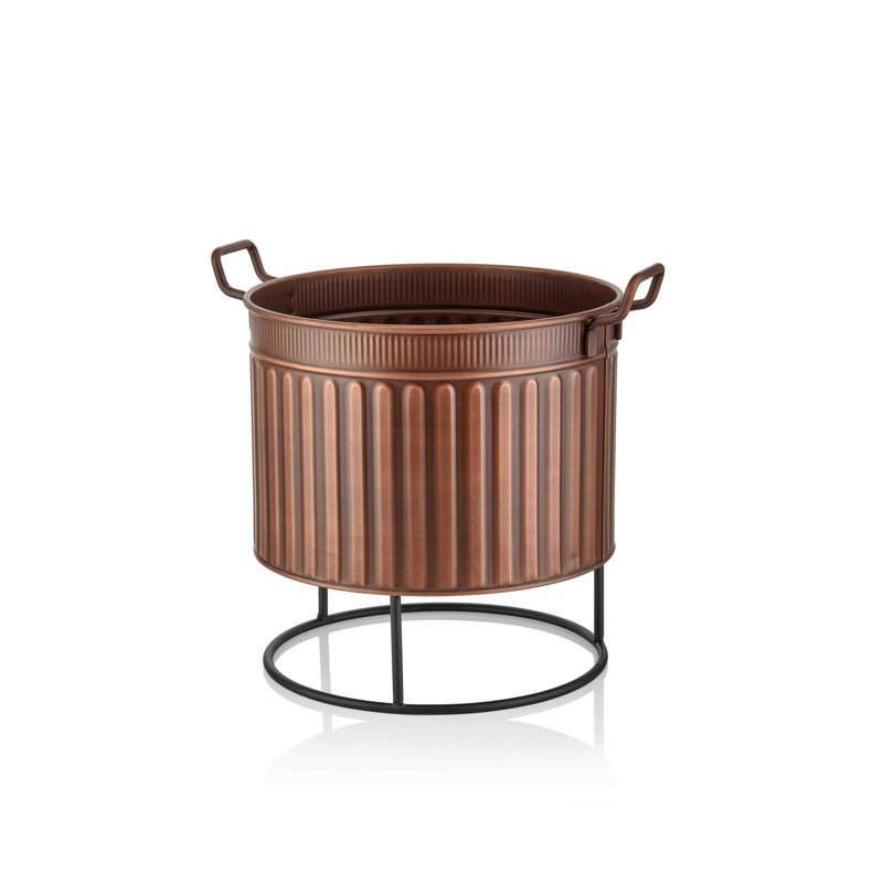 Pabst Metal Pot Planter, 38cm H x 37cm W x 37cm D, Copper