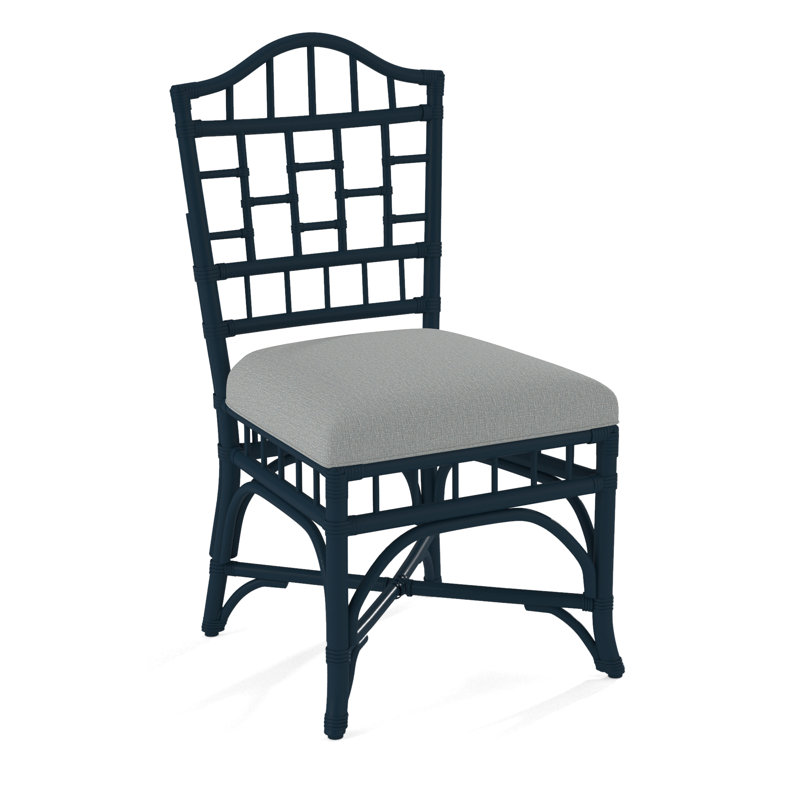 Chippendale Side Dining Chair, Navy, Light Blue Performance Fabric; 0851-55