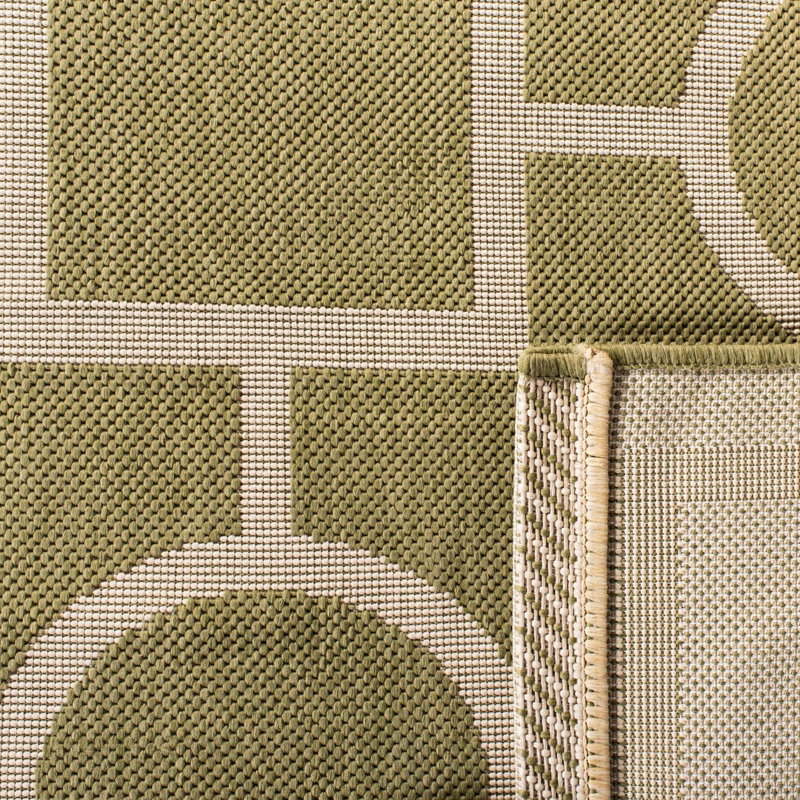 Arneshia Geometric Green/Beige Area Rug, Square 7'10"