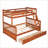 Pine Wood Bunk Bed with 2 Storage Drawers - No Box Spring Required Walnut Finish-818623259