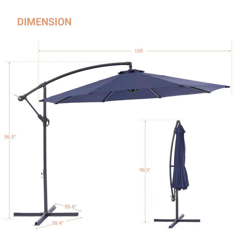 Parasol en porte-à-faux 120 po, Bleu marine