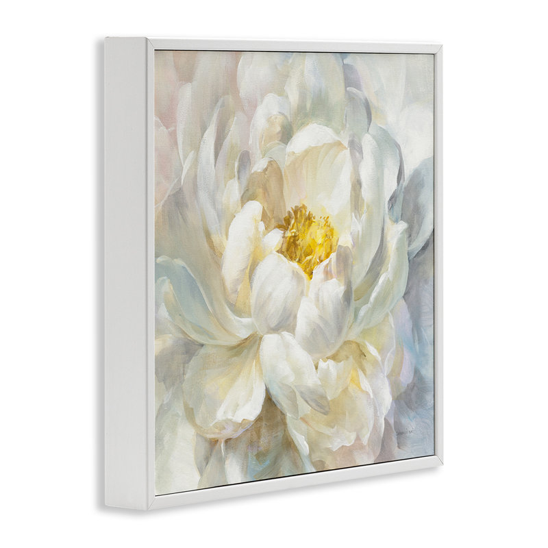 «Delicate Flower Petals Soft Yellow», peinture par Danhui Nai - impression d'art graphique, H 17 po x l 17 po