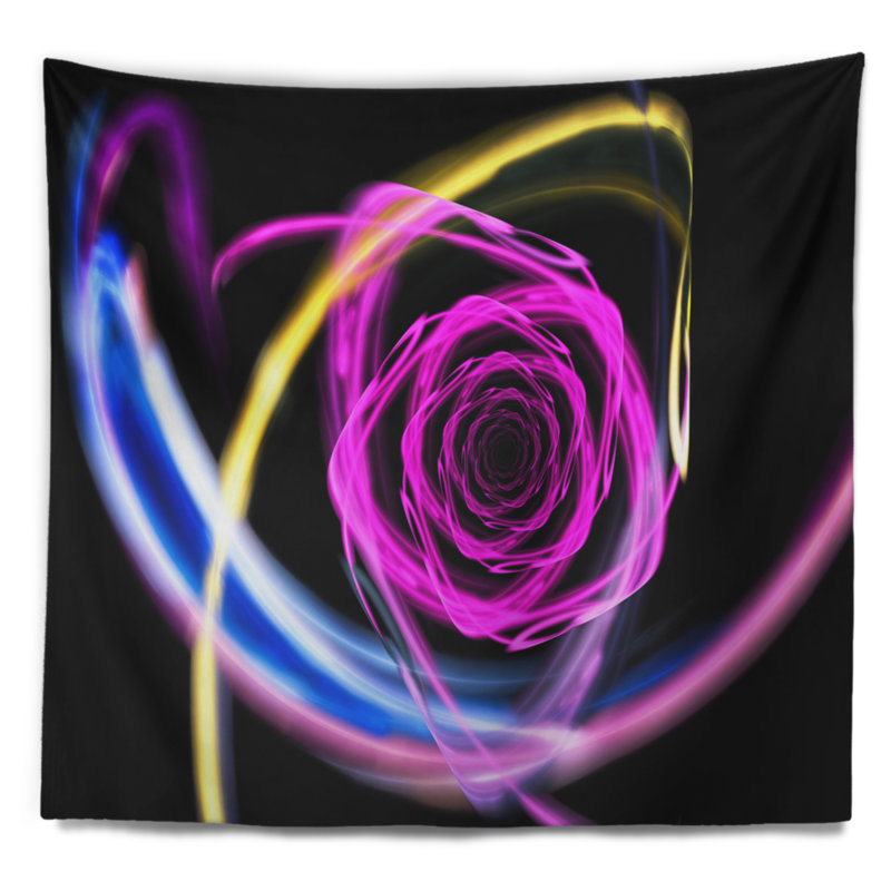 Tapisserie florale rose néon mauve, H 68 po x l 80 po