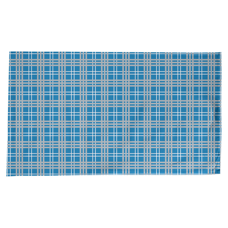 Nappe en mélange de coton à carreaux, Bleu Honolulu / blanc / argent