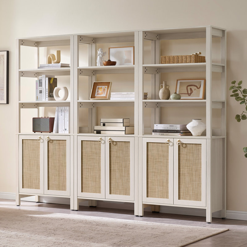 Bibliothèque 68,5 po H Boho - Inspired Rattan, Blanc