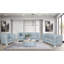 Table basse en chenille bleu sarcelle clair