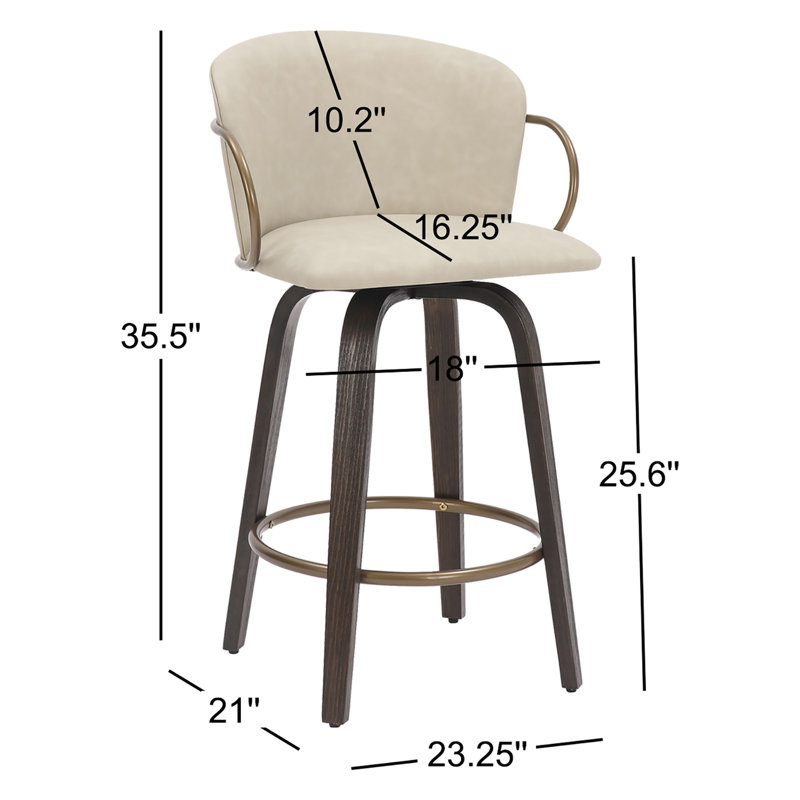 Benedic Swivel Upholstered Counter Stool, Ivory